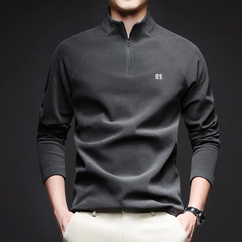 奥莱撤柜丨户外轻奢秋冬新款大码男德绒半高领T恤时尚打底上衣潮