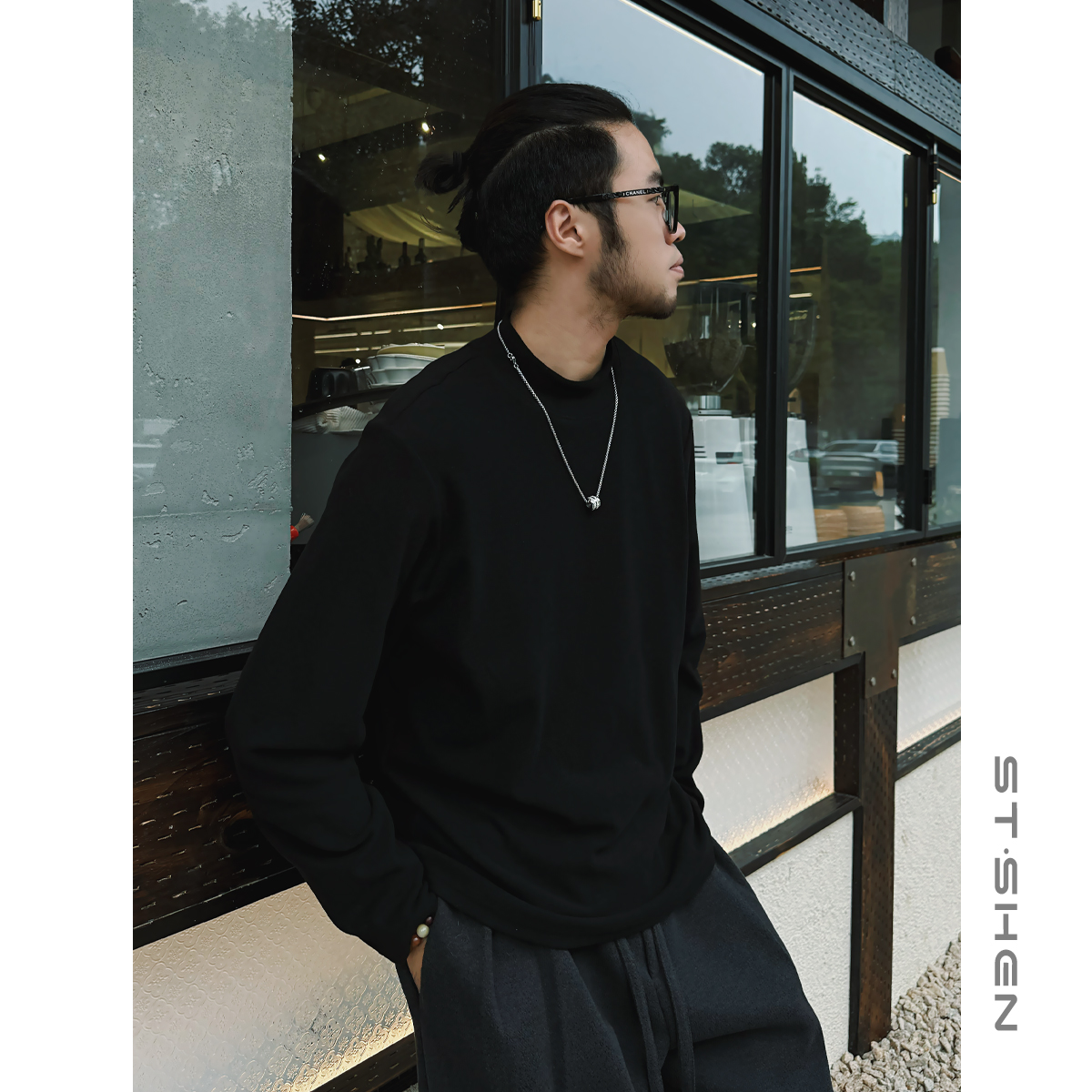 【ST·Shen】冬季小高领磨毛感长袖T恤百搭套头中领打底衫男女6616