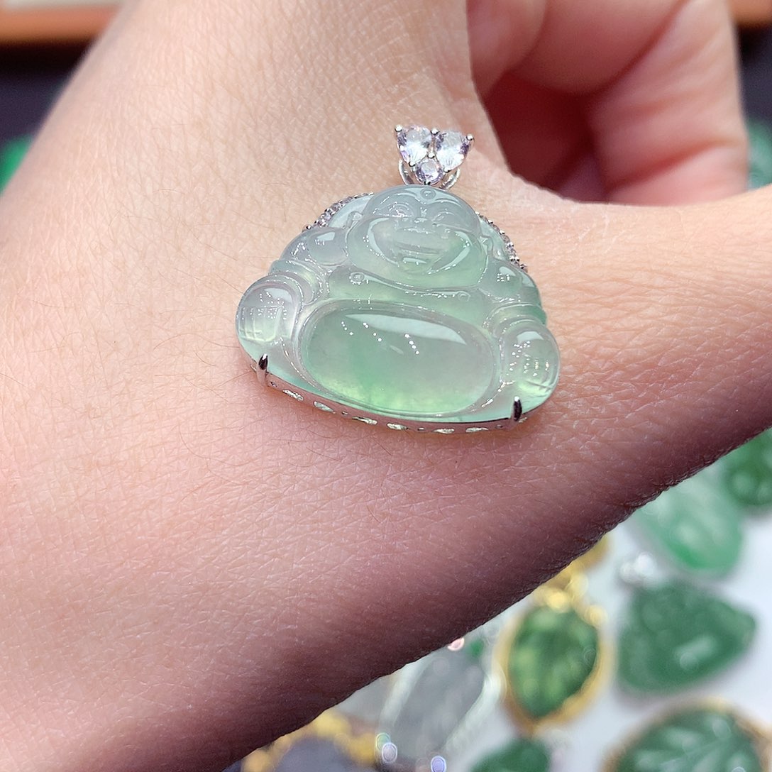 翡翠吊坠(不含链)18K金镶嵌@**俠