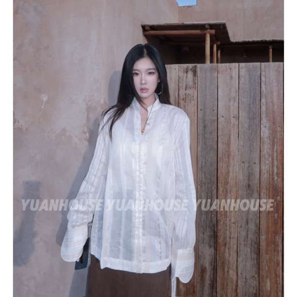 YUANHOUSE 早秋金丝珠光衬衣