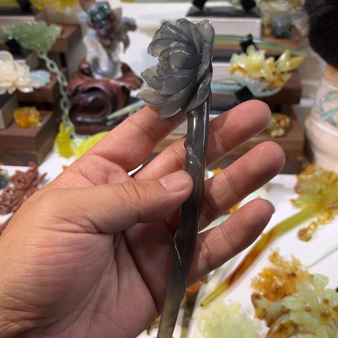 蛇纹石玉发簪合金