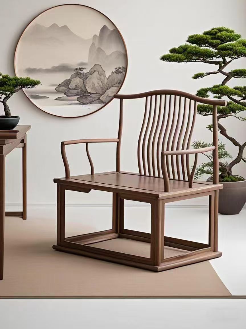 新中式老榆木大禅椅家用简约禅意办公茶桌椅书房茶椅书桌椅