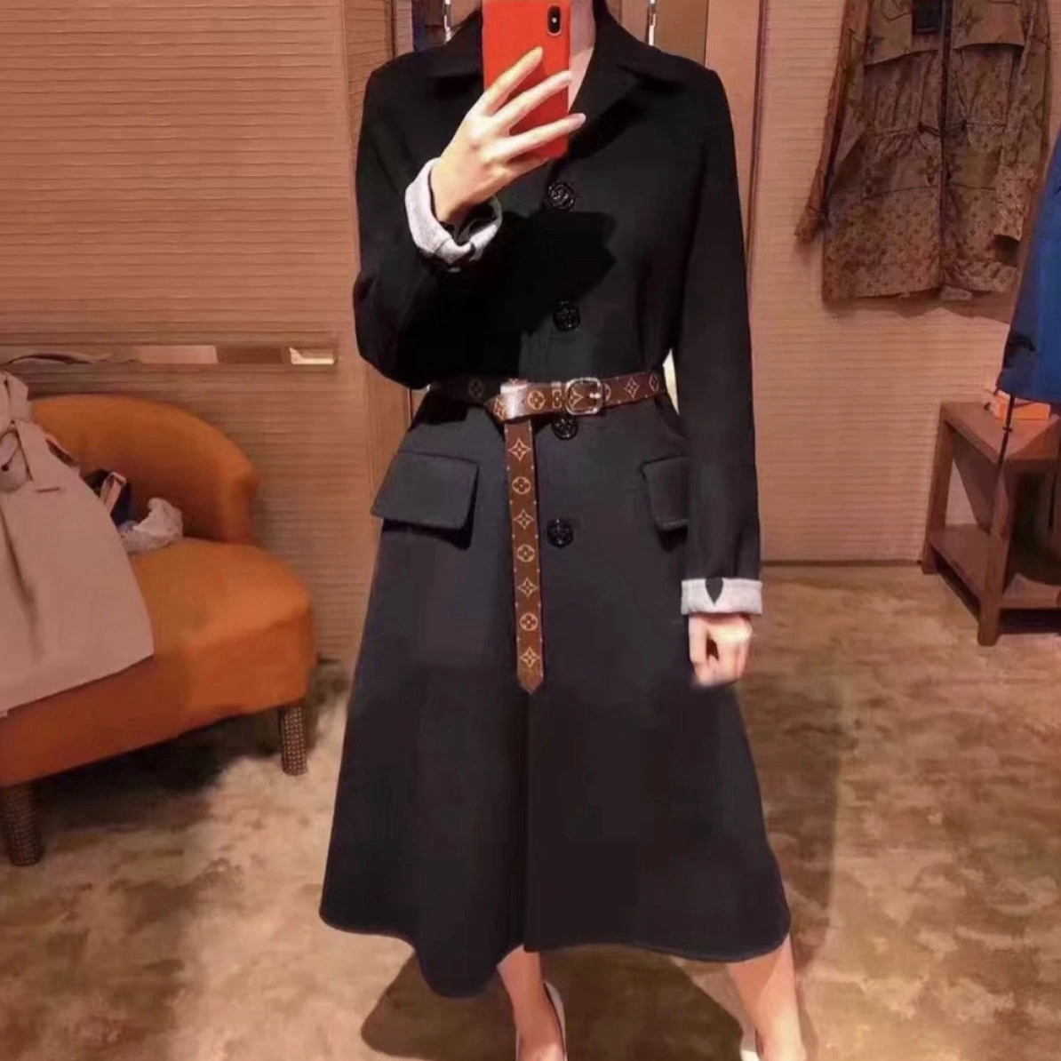 未使用 LouisVuitton/路易威登 A100760/老花皮带原配大衣/lv大衣