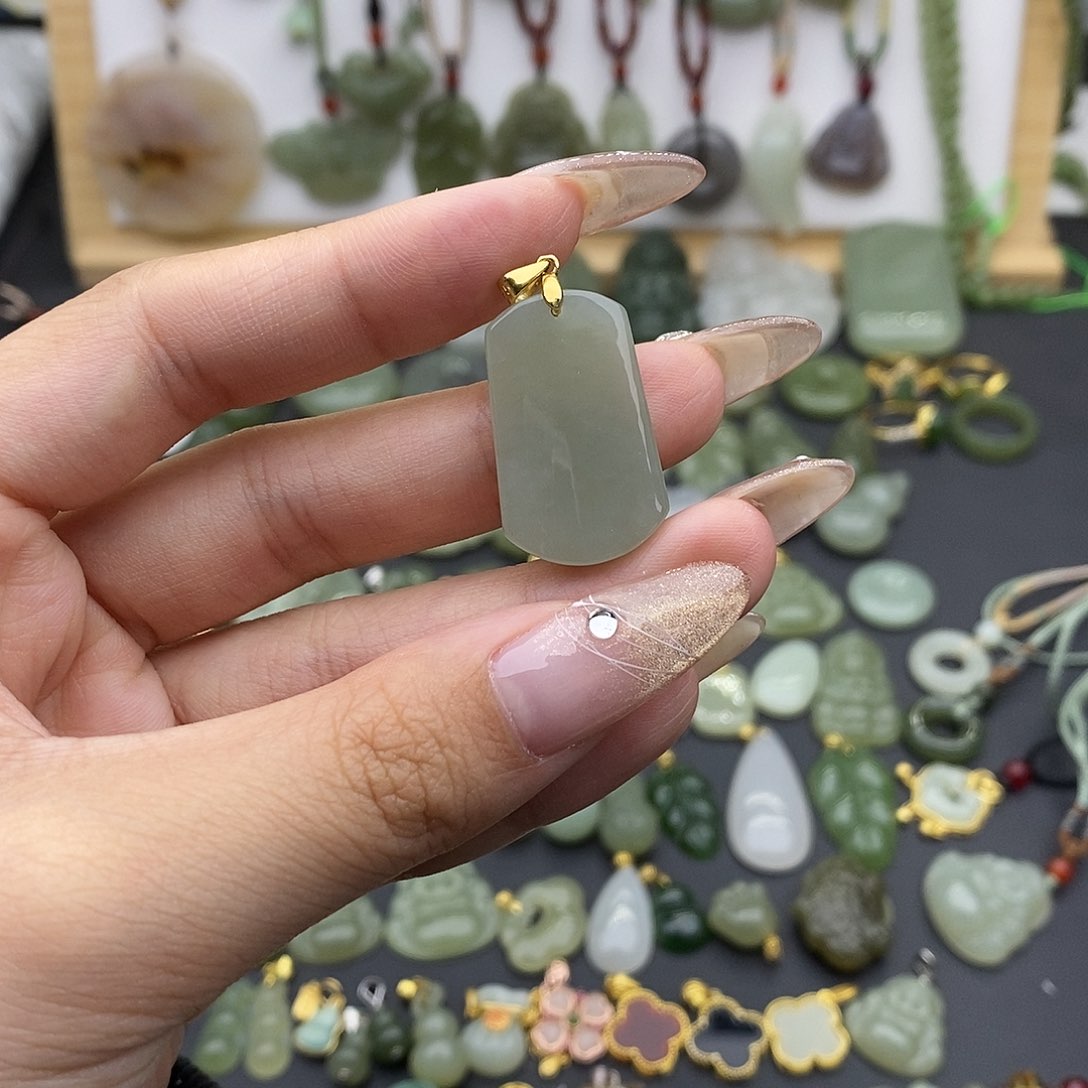 和田玉吊坠(不含链)银S925镶嵌