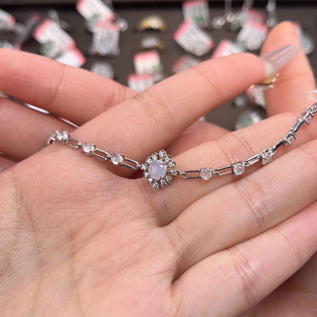 翡翠手链银S925镶嵌666898