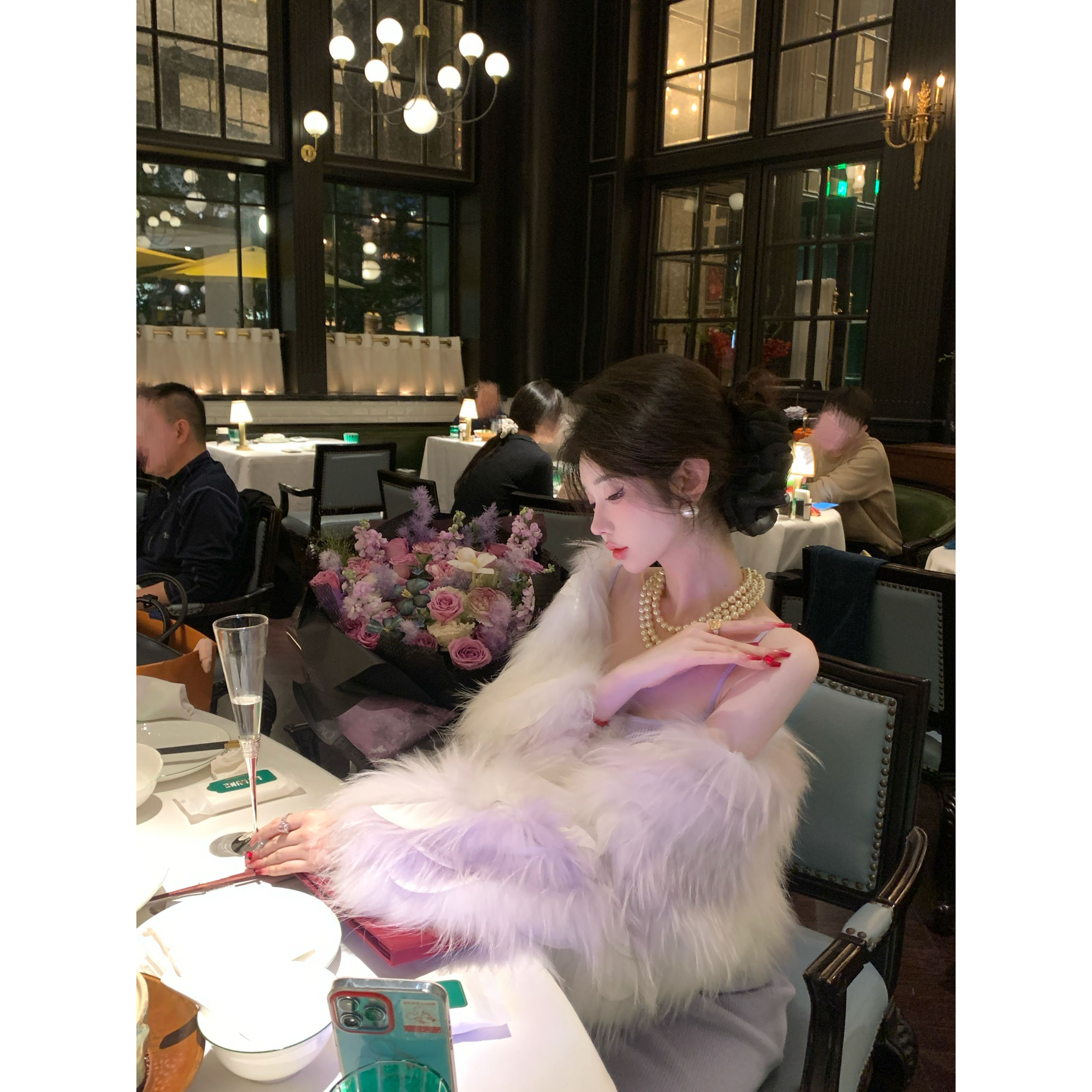 【雅乔定制】紫羽仙子 进口芬兰白貉渐变草草外套DYJJ-24100518