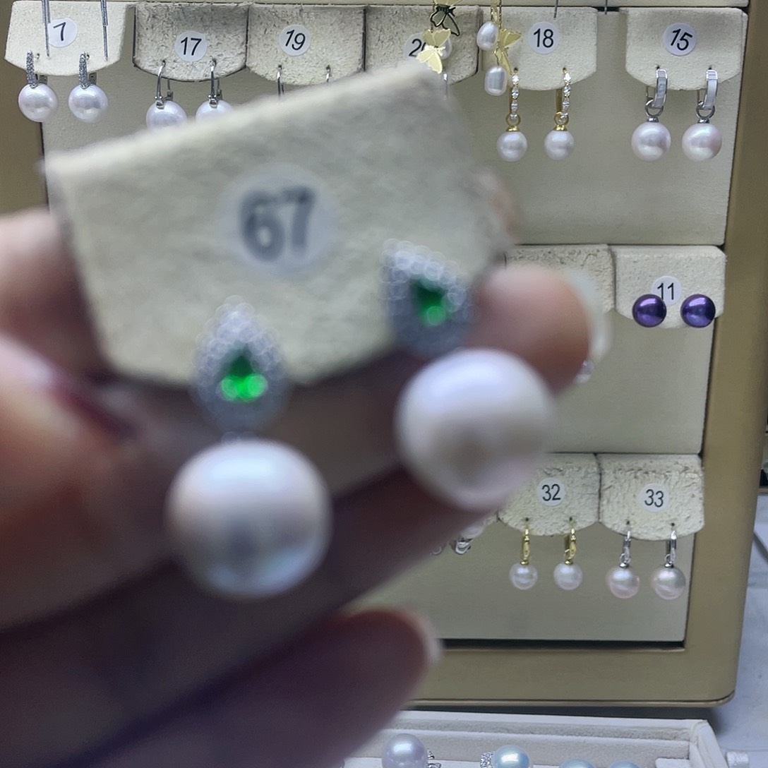 淡水珍珠耳饰银S925镶嵌