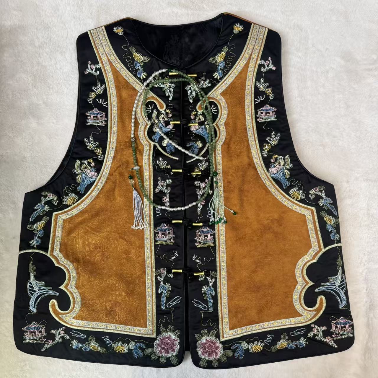 【甄胖·屿芙】新中式大码女装浮光锦薄棉马甲