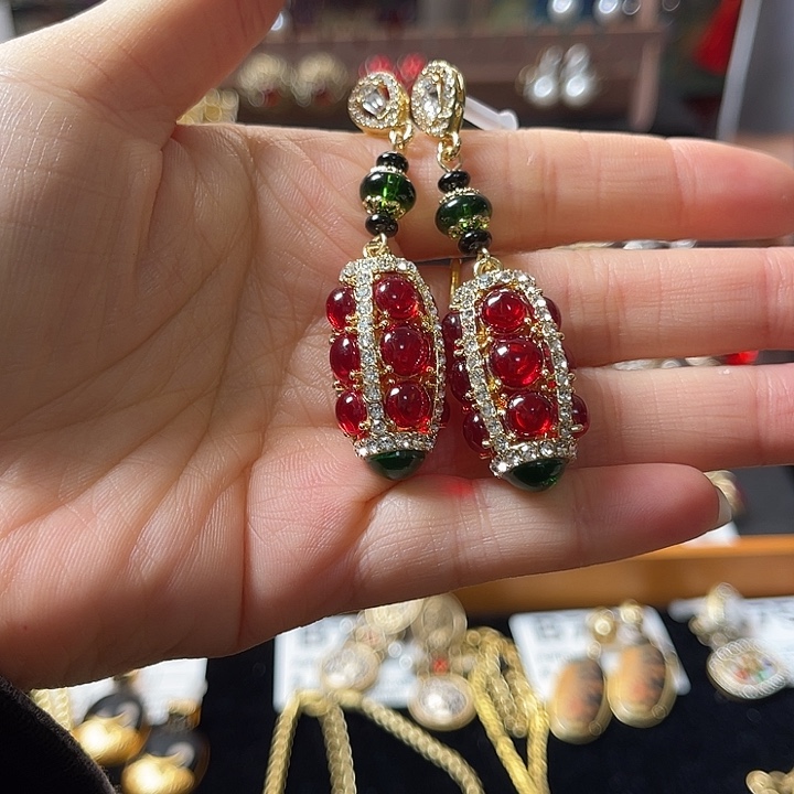 琉璃纯铜合金耳饰