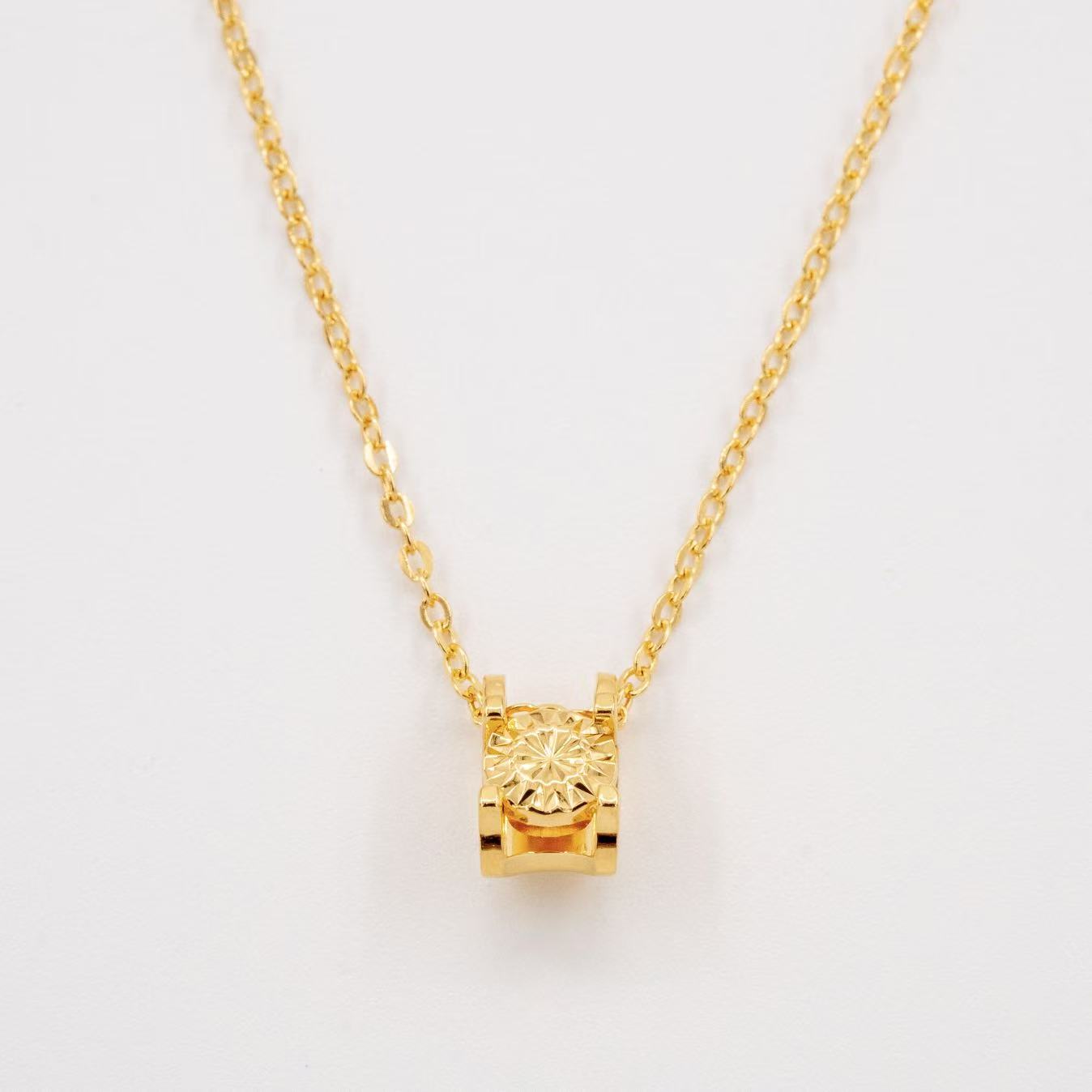 真真--Q【牛头仿钻套链】足金999精工5G