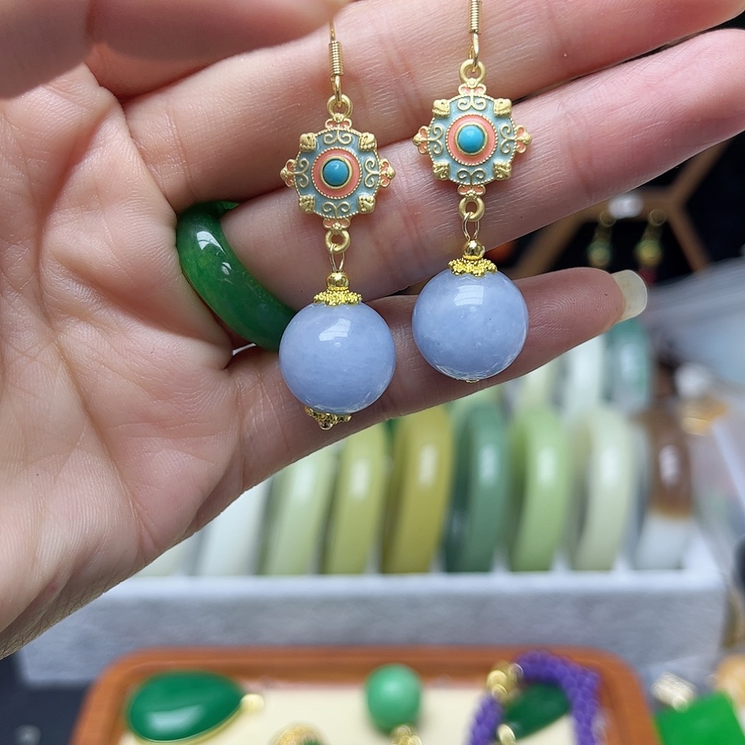 翡翠未镶嵌耳饰耳饰