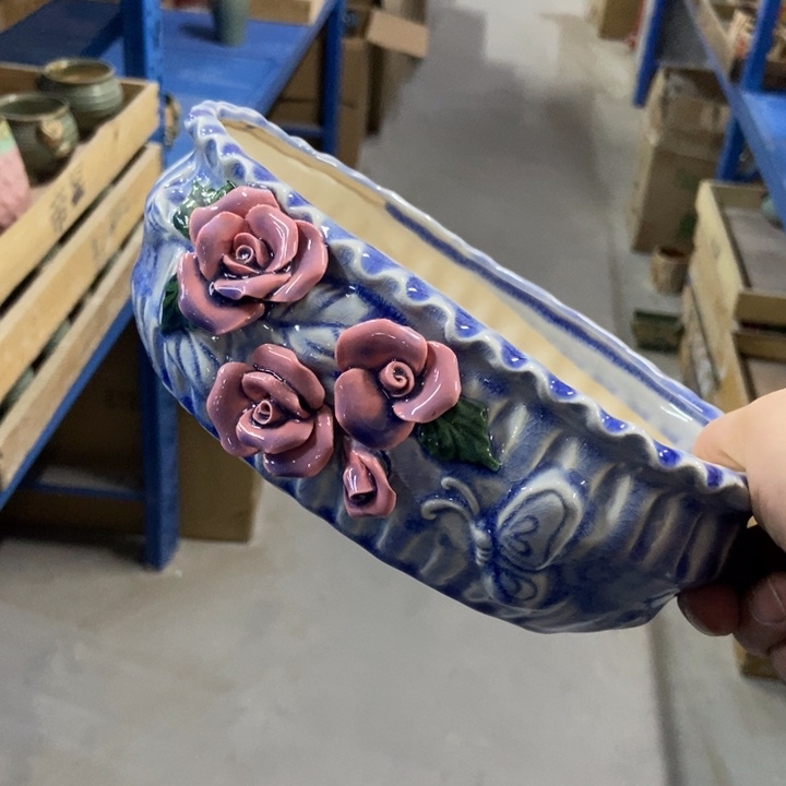 陶瓷花盆单场满9.9发21*13*7