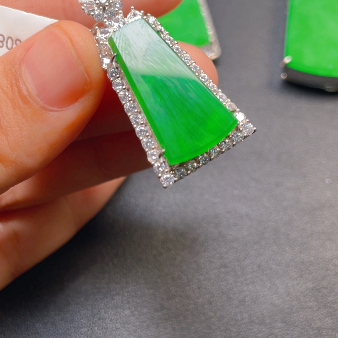 翡翠银S925镶嵌吊坠(不含链)