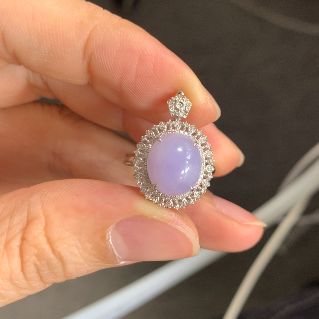 翡翠戒指18K金镶嵌翡翠