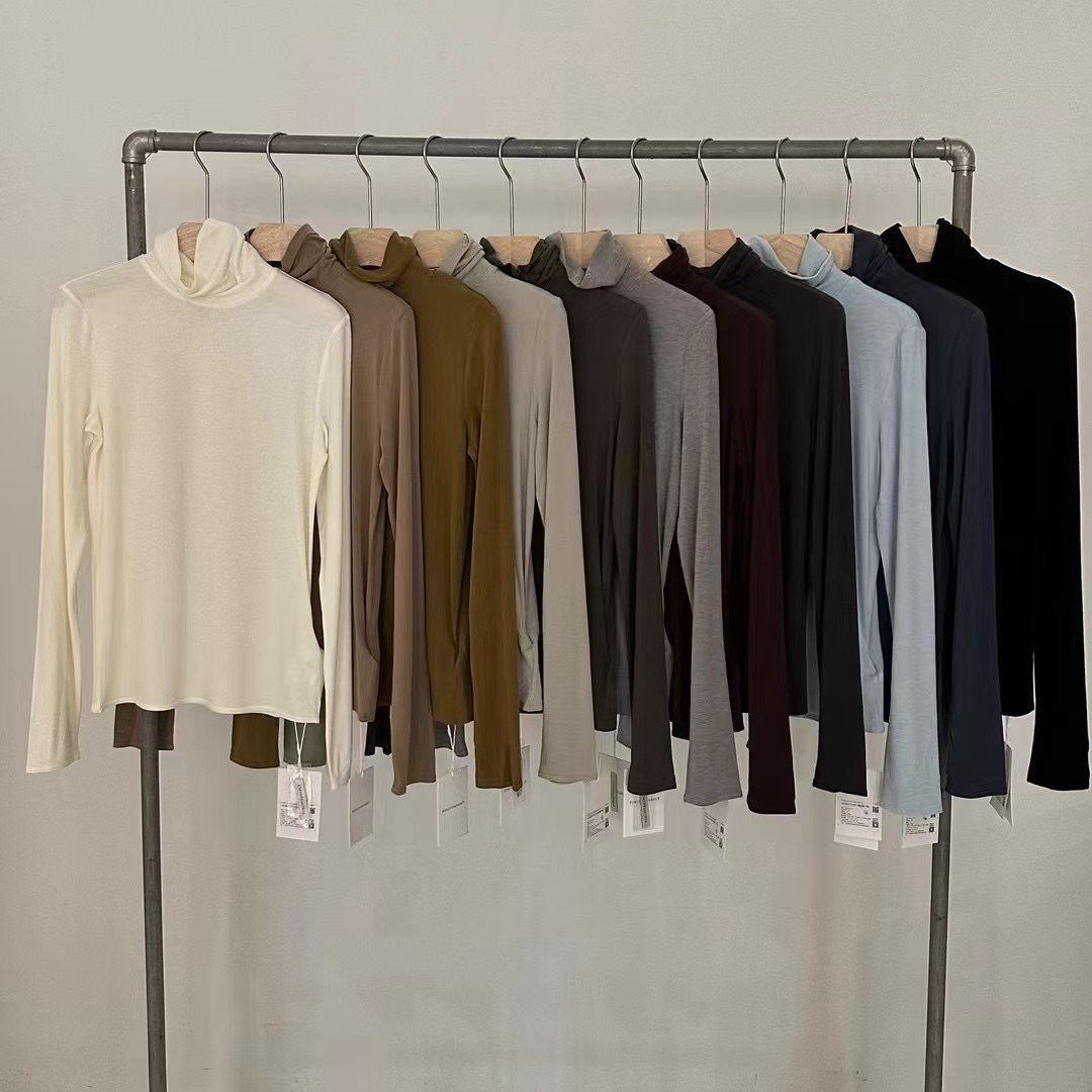 03203² ins韩系秋冬爆款堆堆领纯色打底衫