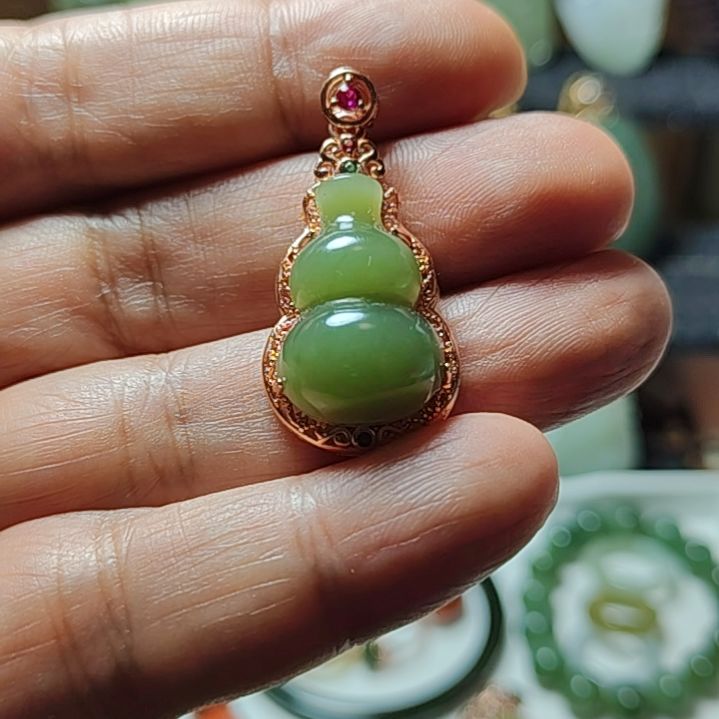 和田玉银S925镶嵌吊坠(不含链)