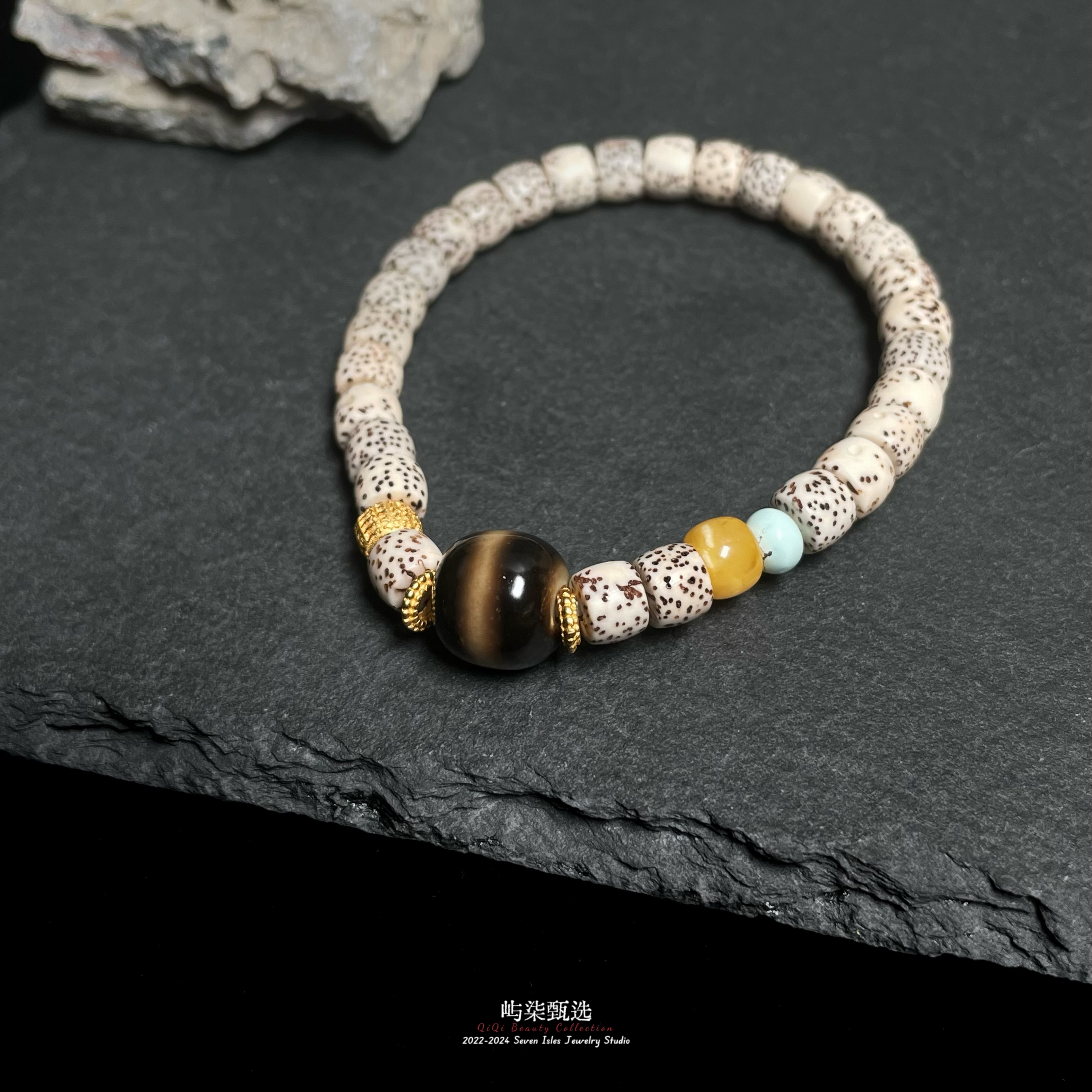 【要努力】F212 玛瑙银s925镶嵌 松蜜一线珠珠手串