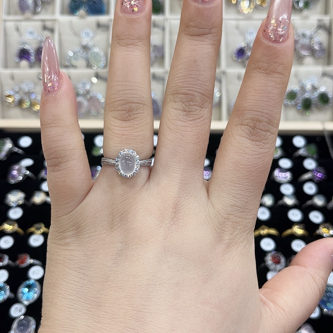 岫玉银S925镶嵌戒指