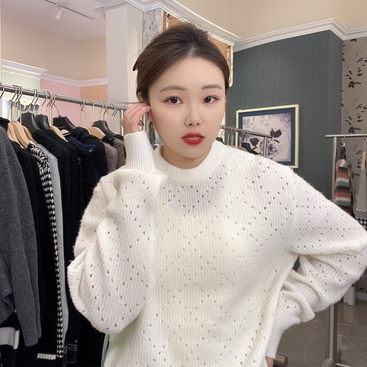 镂空针织套头毛衣