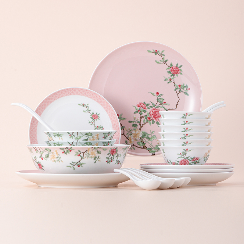 【陶溪川】景德镇高温瓷国色可餐花想容22头30头餐具
