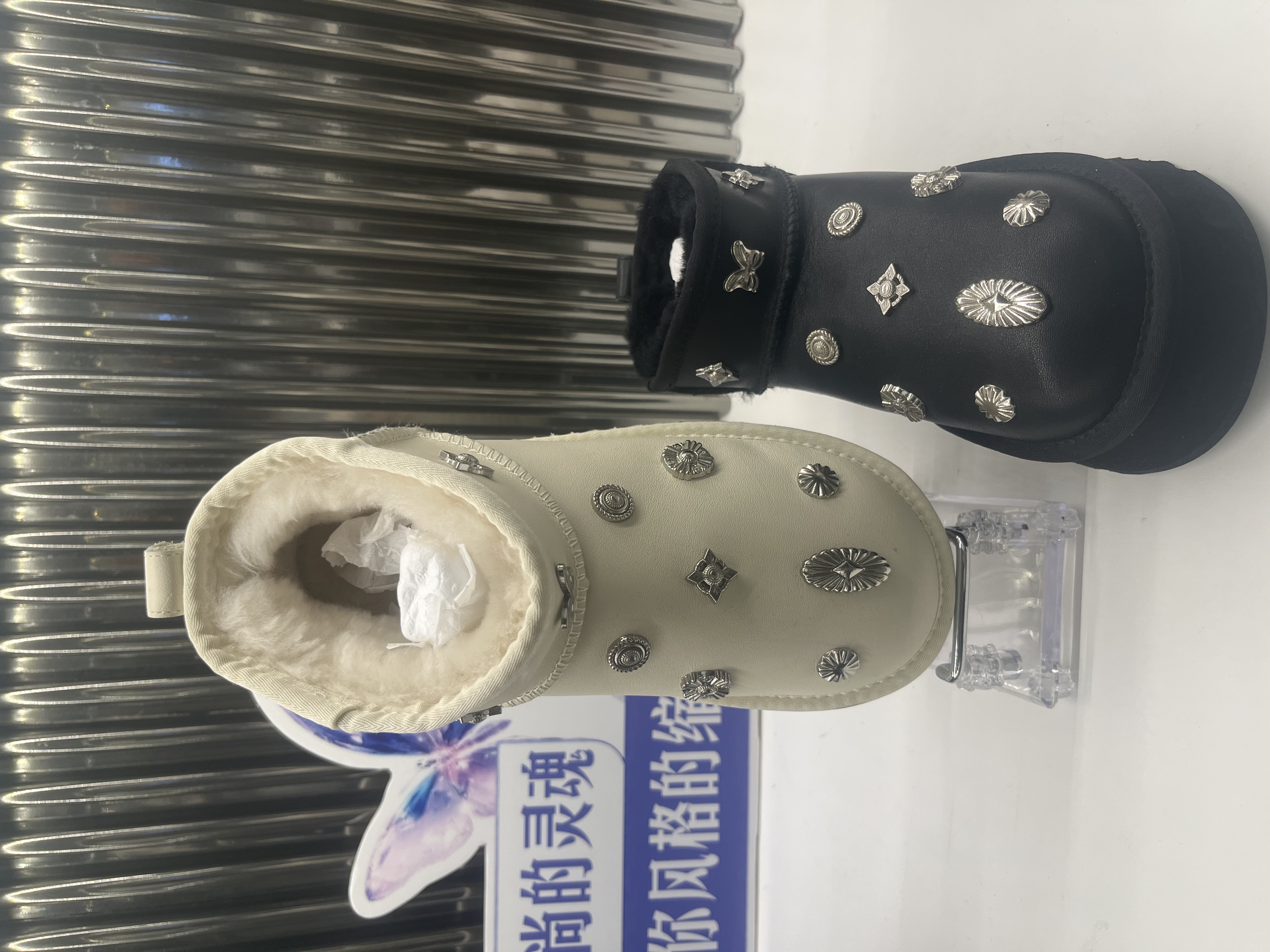 1025-MGG厚款圆头一脚蹬平跟时尚加绒休闲风雪地靴