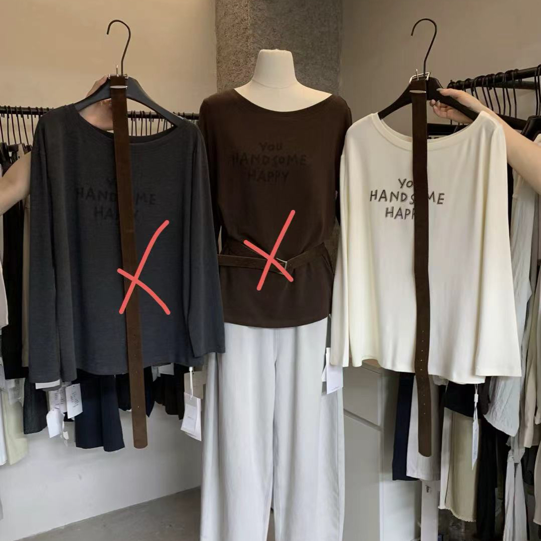 C/23273 韩系慵懒风印花长袖T恤（配腰带） 9-23