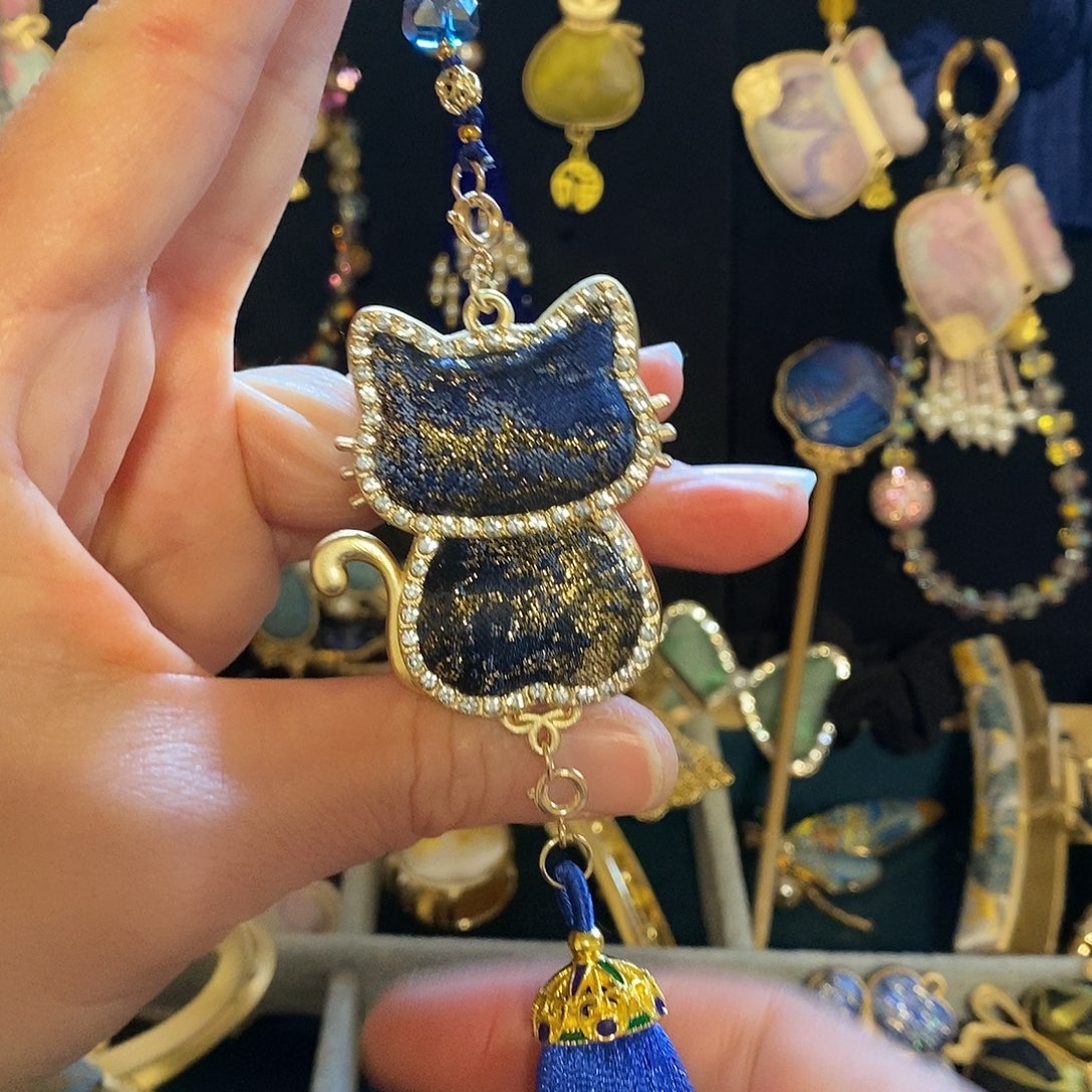 布艺纯铜小猫挂件包挂车挂