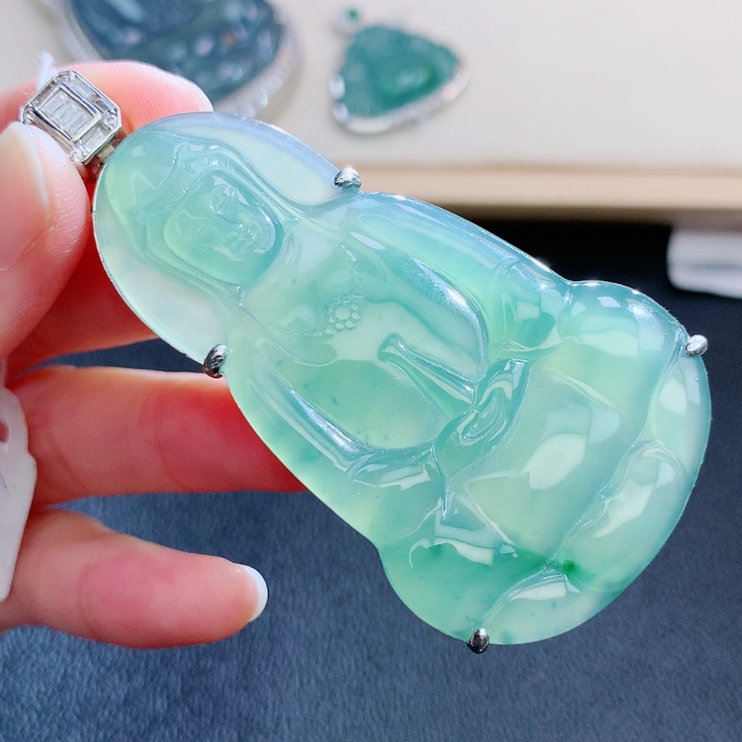 【闪购商品】翡翠颈饰银S925镶嵌雅**静翡翠