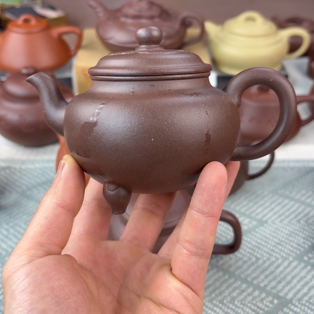 紫砂茶壶大彬如意 紫泥 半手工 嘴有合模线