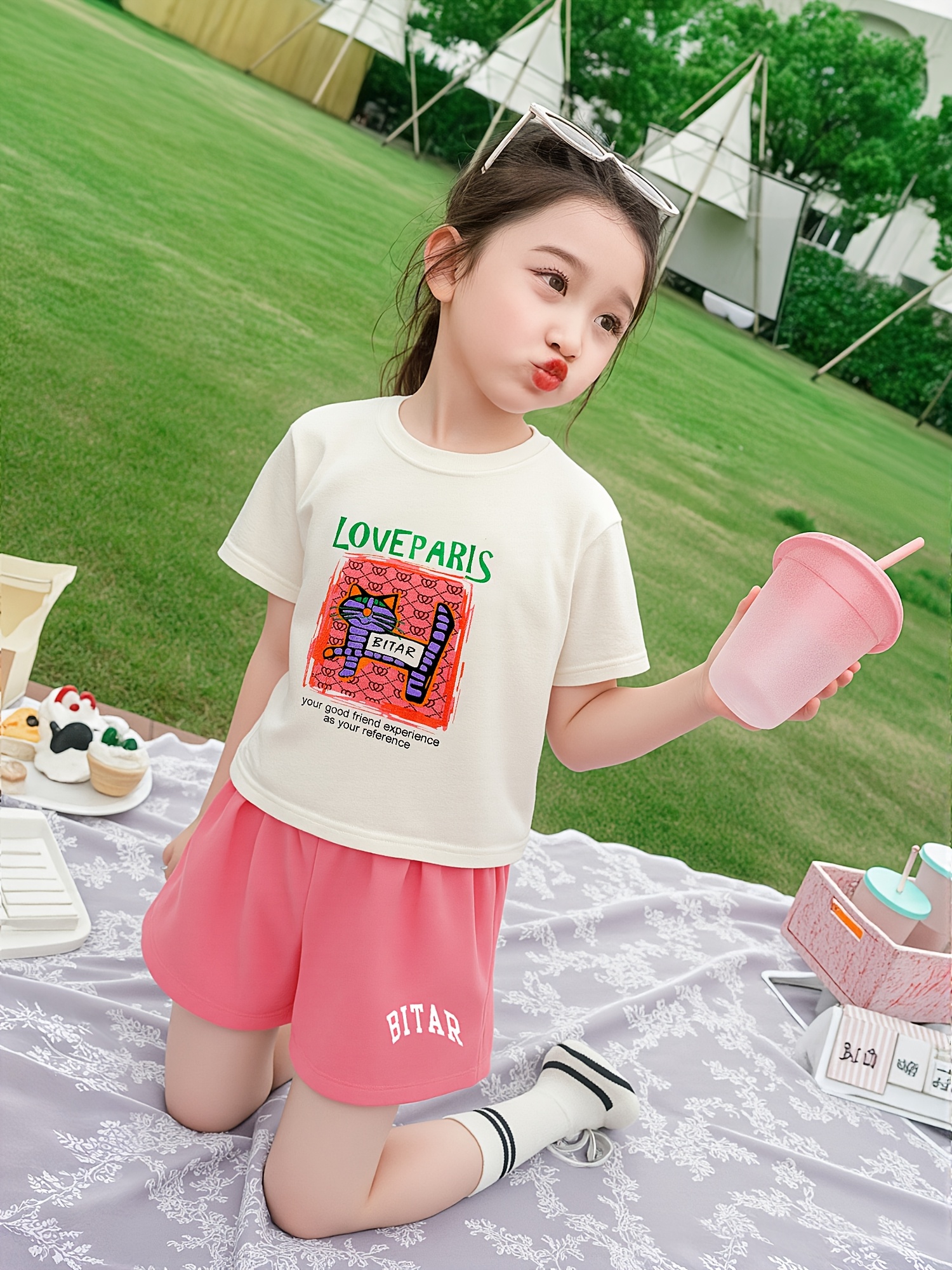 女童套装夏季2025新款女孩小猫咪套装BGJL0111