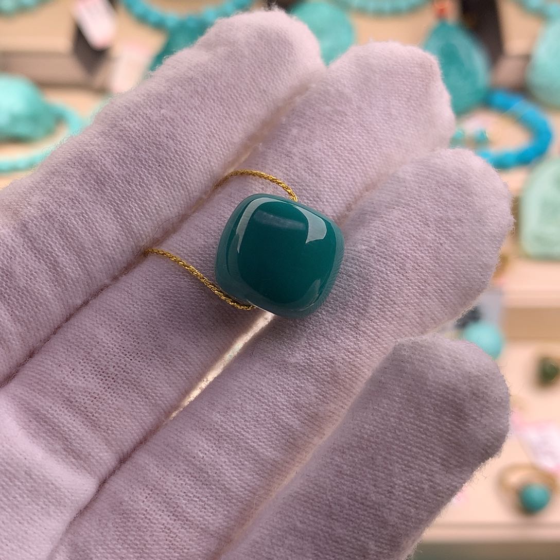 绿松石珠宝奇石未镶嵌14.2*13mm