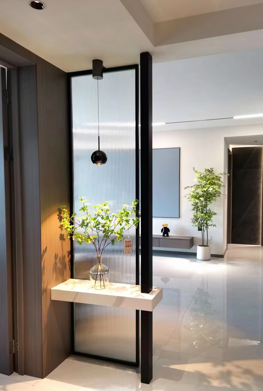 立柱大理石岩板艺术工艺轻奢屏风卫生间隔断玄关屏风隔断2025新款