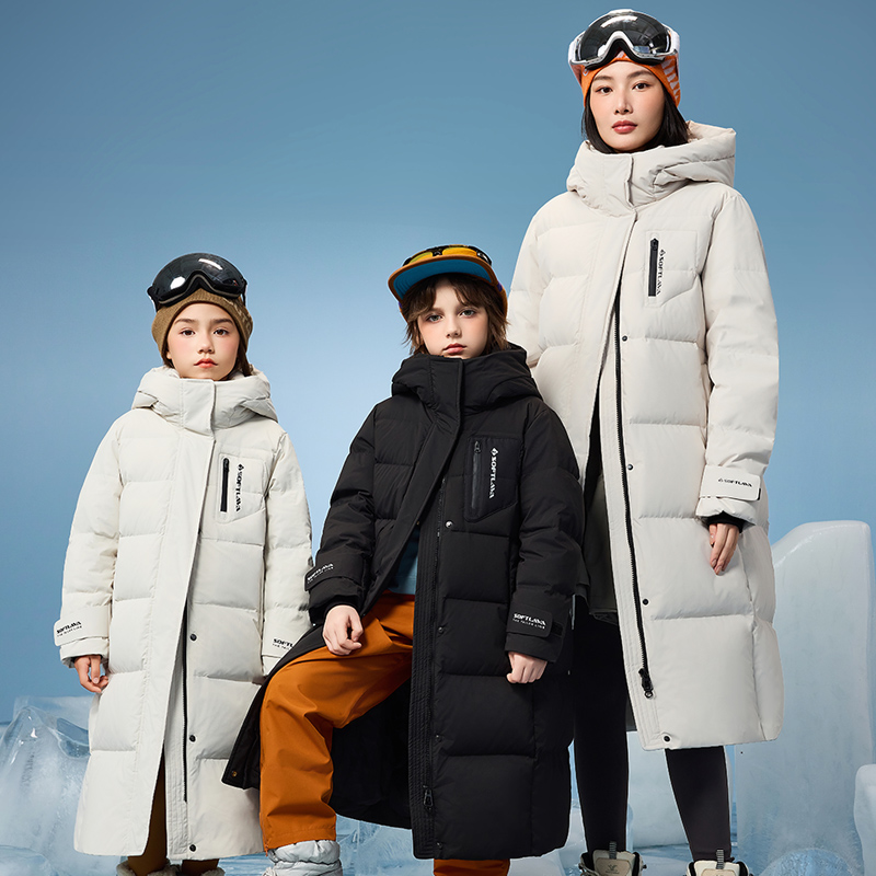 YAYA/鸭鸭儿童羽绒服男中长款女加厚亲子装外套休闲风韩保暖连帽