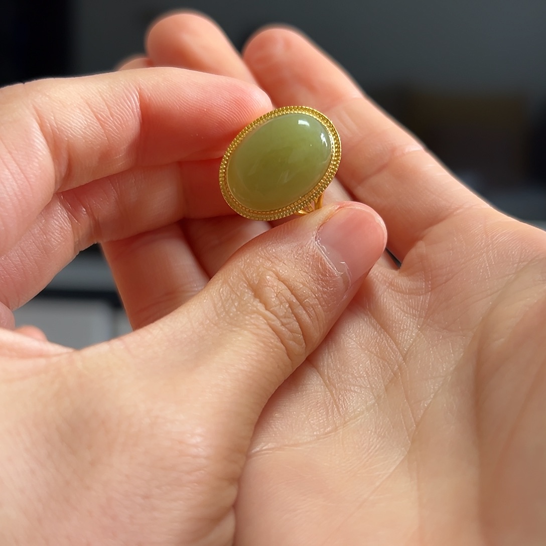 和田玉戒指银S925镶嵌小****市