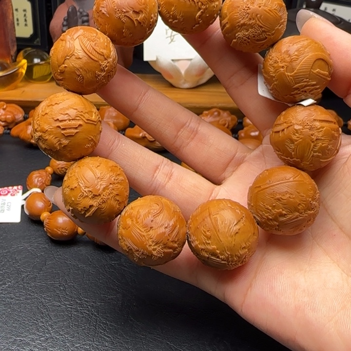 橄榄核手串/手链正圆山水园林