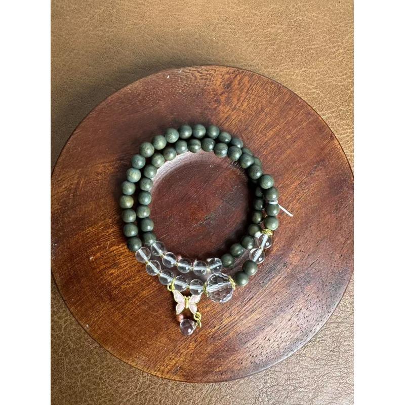 MTYC 029 绿檀蝴蝶双圈手串（无礼盒）