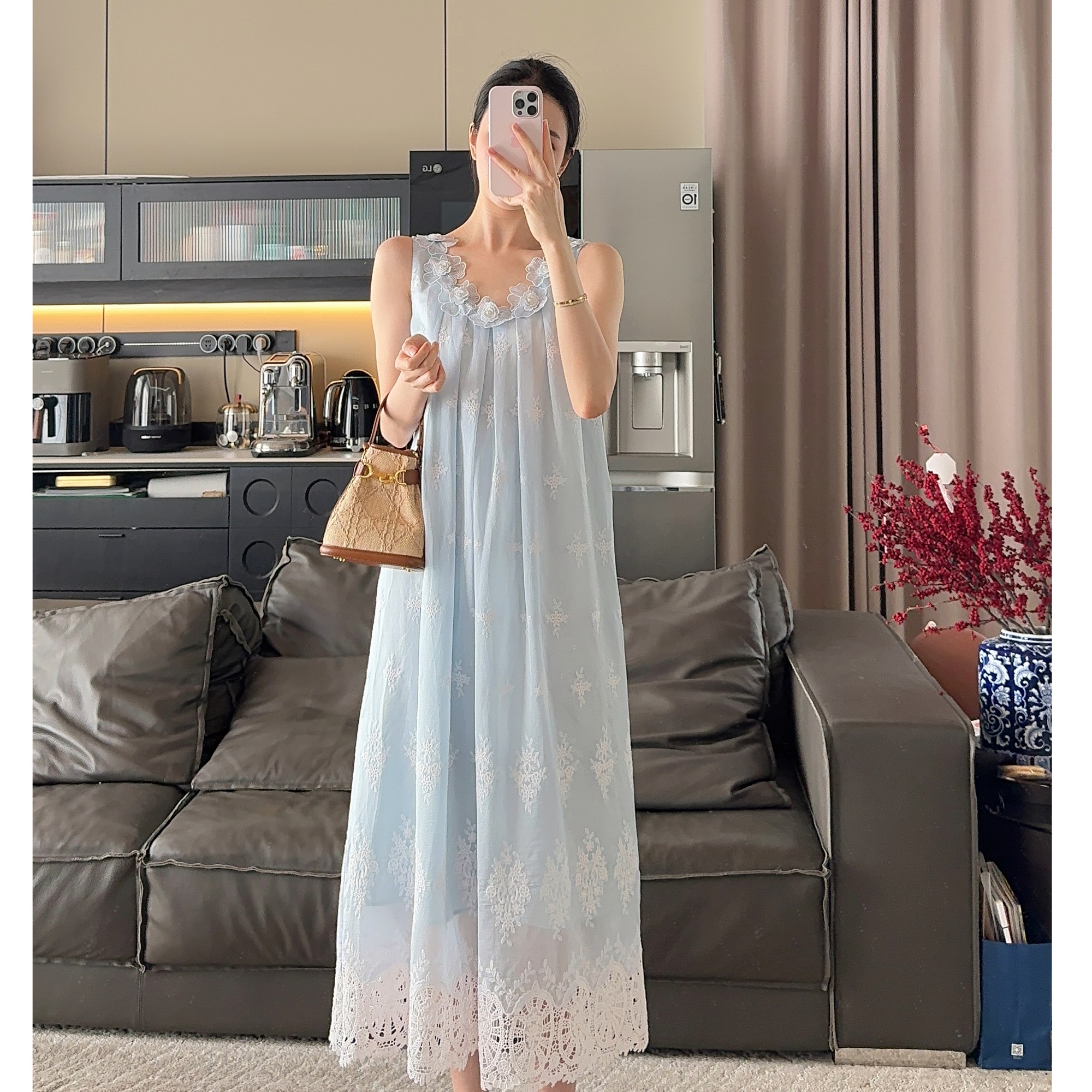 Zwinnie/詹维尼【七朵蓝花】设计感甜美仙女连衣裙 GGY202505