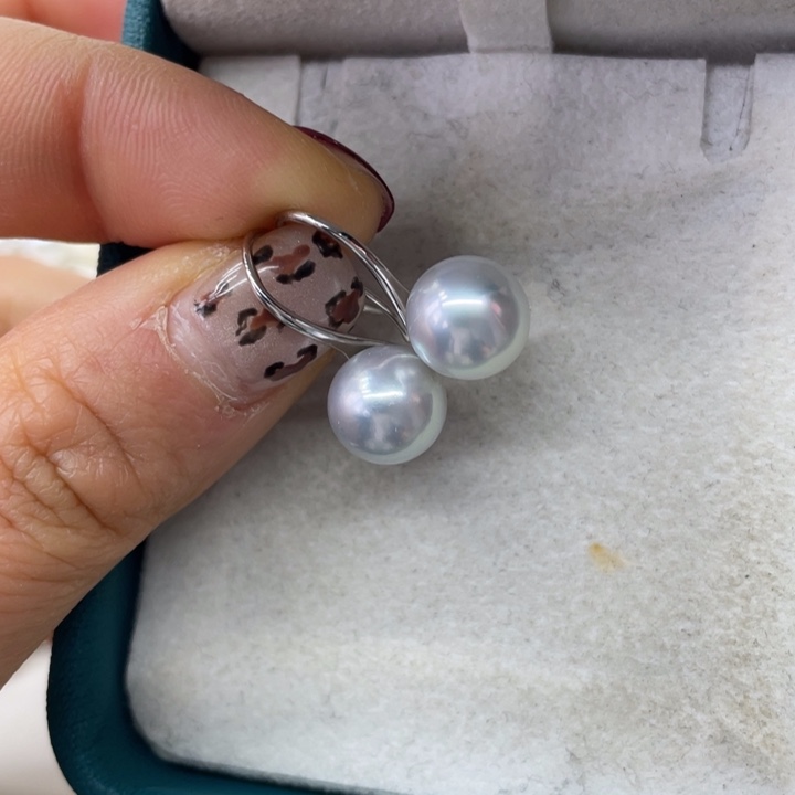 海水珍珠耳饰银S925镶嵌