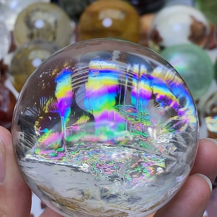 水晶彩虹白水晶球未镶嵌