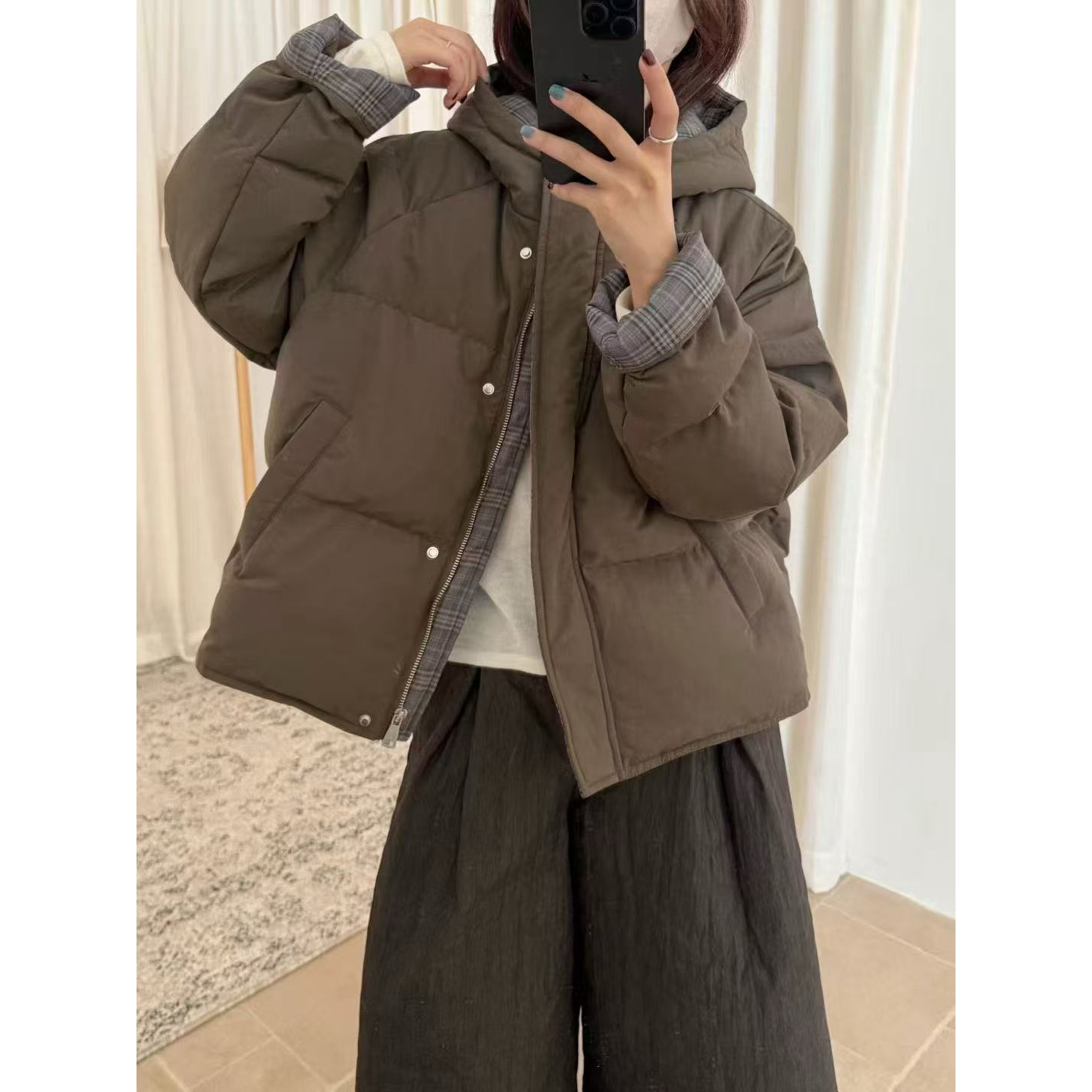 【Maomao】连帽拼接款羽绒服外套