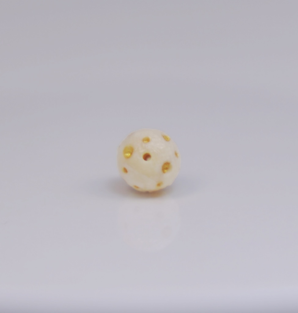 【青瑜文玩】天然猛犸牙一等冰芯料 描金款【星球珠】