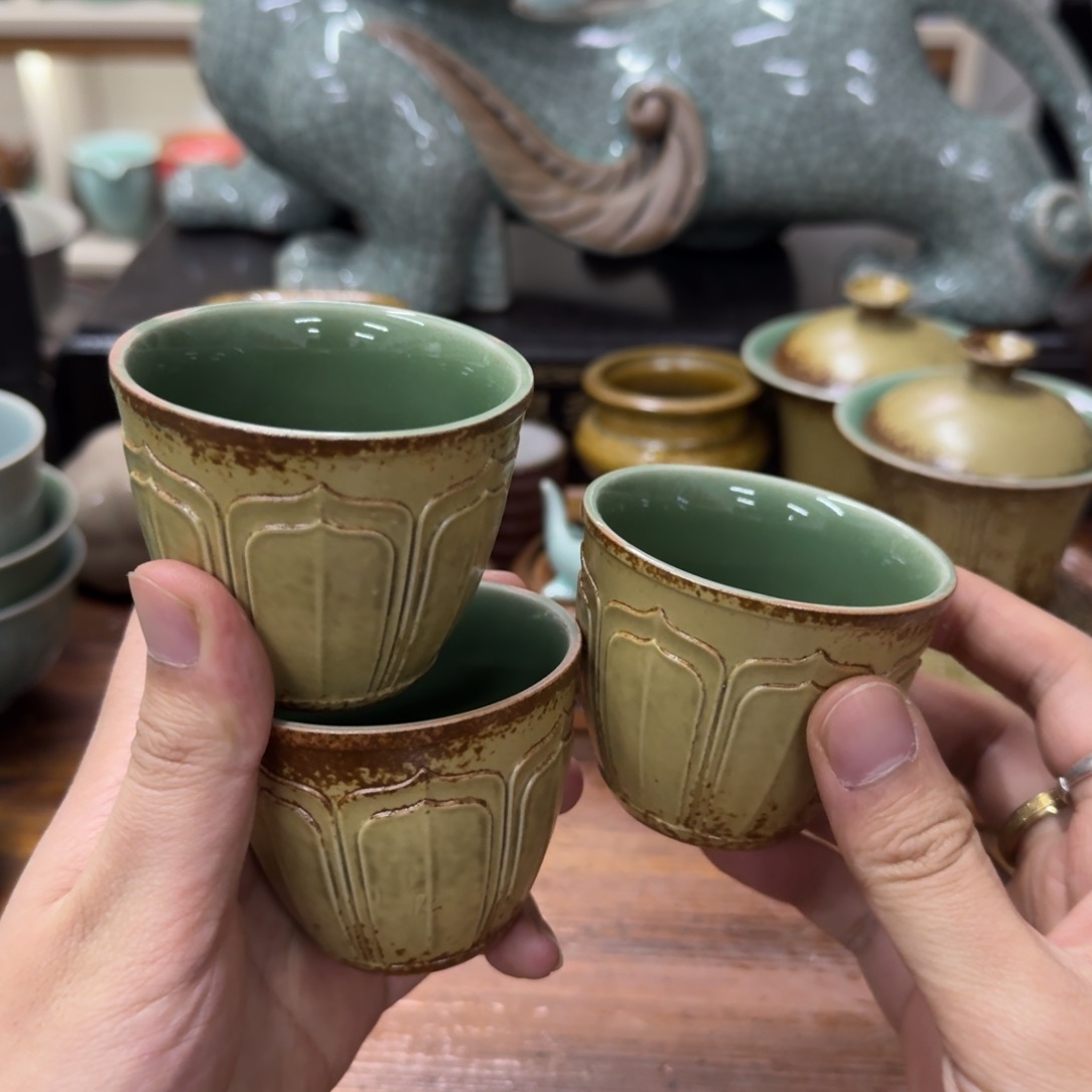 龙泉青瓷茶具微瑕6602