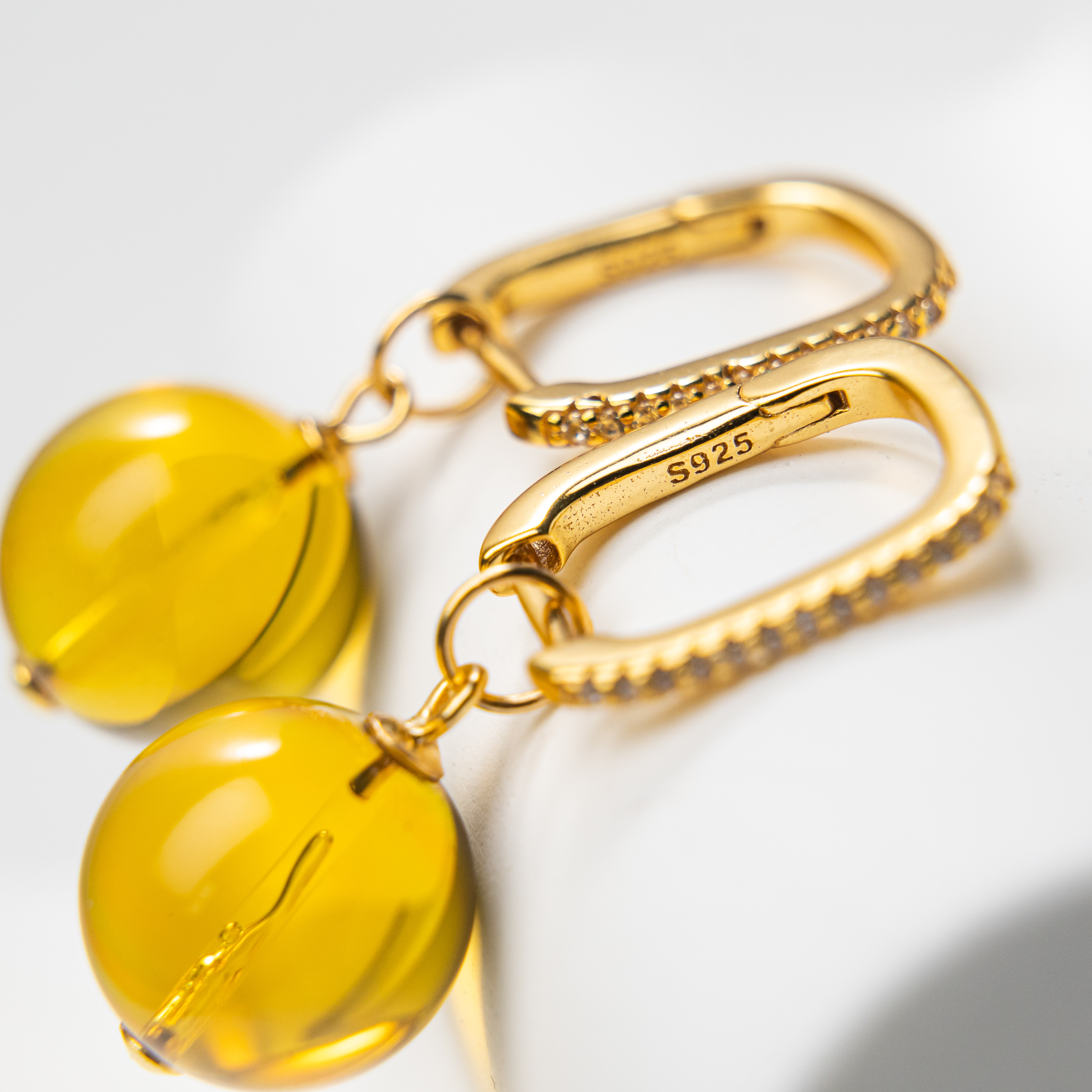 12mm蓝珀耳环3A全净水SDTP5335 轻奢百搭女款（多样性发其一）