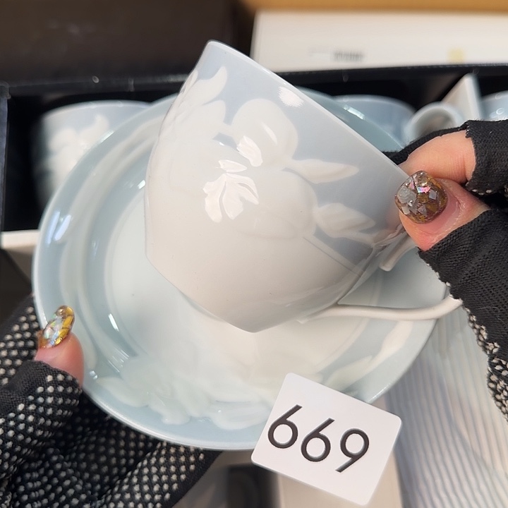 很好看的陶瓷很好看咖啡杯五杯五碟带原盒