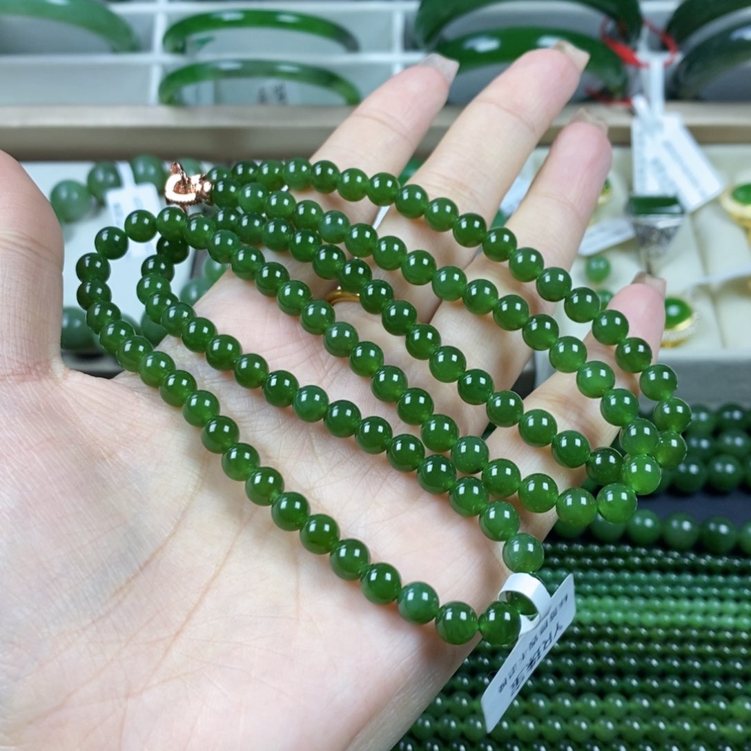 和田玉（碧玉）未镶嵌颈饰臭**可6mm