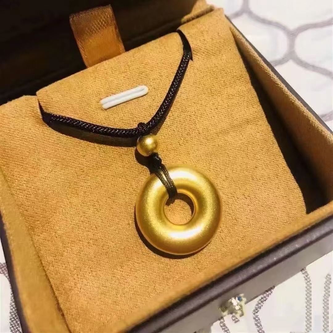 合金吊坠 实心厚平安扣项链手编项链绳情侣传承挂坠编织时尚项坠