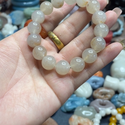 合金石英质玉（黄龙玉）手链