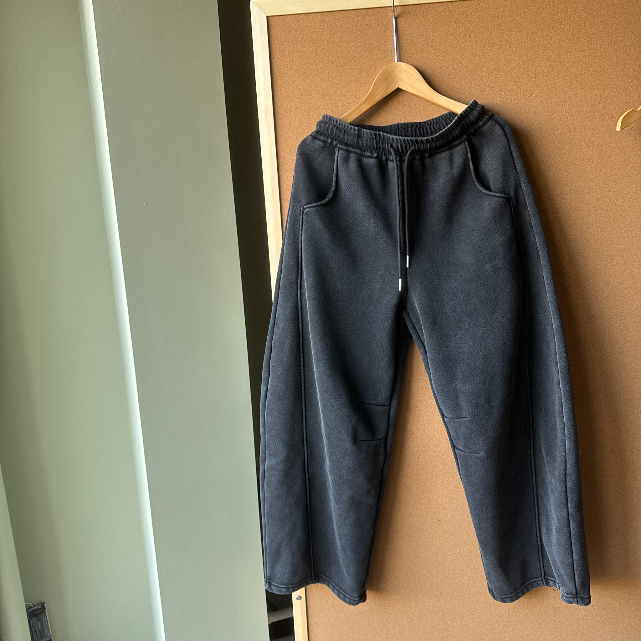 【美琪优选】加绒做旧 女士湾刀裤 女士宽松长裤冬裤