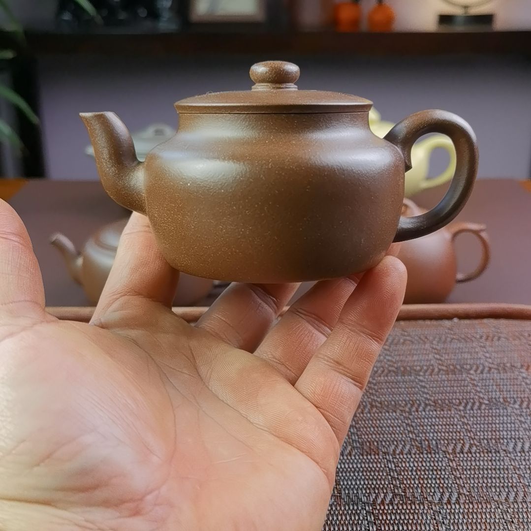 紫砂茶壶紫玉金砂平盖莲子200CC