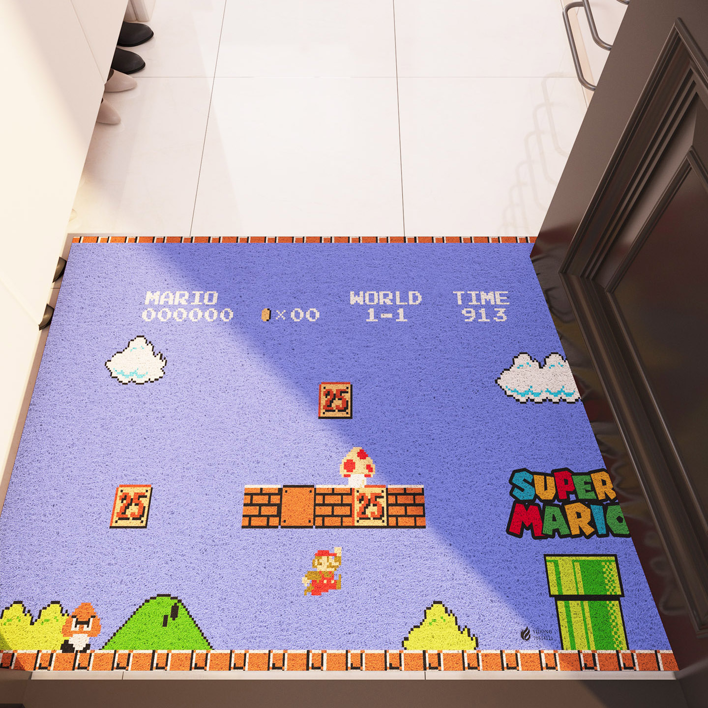 经典马里奥入户门地垫2025新款丝圈除尘防滑脚垫家用进门口垫子